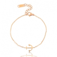 Pulseras Acero Inox ancla oro rosado