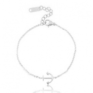 Pulseras Acero Inox ancla Plateado