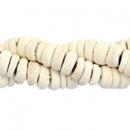 Abalorios de coco disco 8mm blanco (color natural del coco)