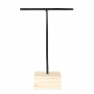 Expositor de joyer&iacute;a para pendientes forma en T y base de madera negro-madera