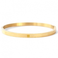 Pulseras Acero Inox con tr&eacute;bol Dorado