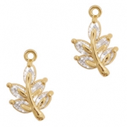 Colgantes metálicos Basic Quality strass hoja dorado (sin níquel)