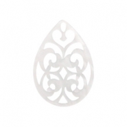 Colgantes de resina gota barok 38x27mm Blanco brillante