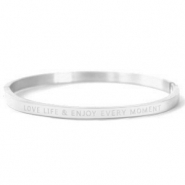 Pulseras acero inox "LOVE LIFE AND ENJOY EVERY MOMENT" Plateado