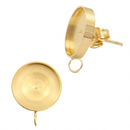 Pendientes base Polaris acero inox (con anilla vertical) y engaste para cabuchón 12mm Dorado