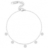 Pulseras tobillera acero inox monedas Plateado