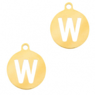 Colgantes acero inox 10mm moneda letra W Dorado