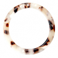 Colgantes de resina redondo 35mm Marr&oacute;n mixto beige