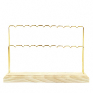 Expositor de Joyería para pendientes con 2 hileras Madera natural - dorada