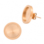 Pendientes Polaris Acero Inox con engaste para cabuch&oacute;n 12mm Oro rosado