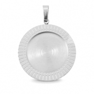 Colgantes Polaris Acero Inox con engaste para cabuch&oacute;n 20mm Plateado