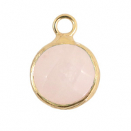 Colgantes de piedras naturales 10mm Rosa fr&iacute;o-dorado