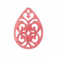 Colgantes de resina gota barok 38x27mm Rosa fruit dove