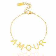 Pulseras Acero Inox "amour" Dorado