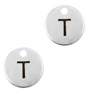 Colgantes metálicos DQ letra T Plata vieja (sin níquel)