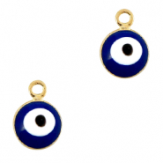 colgantes met&aacute;licos Basic Quality 6mm ojo turco/nazar Dorado-azul