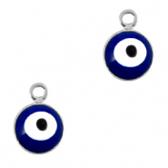 colgantes met&aacute;licos Basic Quality 6mm ojo turco/nazar Plateado-azul