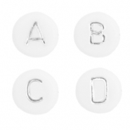 Abalorios letras acrílico mix Blanco-plata