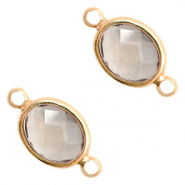 Entrepiezas de cristal ovaladas 16x9mm negro diamante cristal-dorado