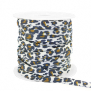 Cinta elástica cosida leopardo Blanco-marrón