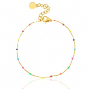 Pulseras acero inox arco iris Dorado