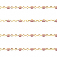 Fornituras Acero Inox cadena jasseron 1mm Marr&oacute;n piedra arenisca-dorado