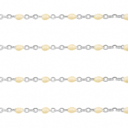 Fornituras Acero Inox cadena jasseron 1mm Beige aceite de almendra-plateado