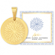 Mix & Match colgantes Acero Inox 15mm Flor de nacimiento Septiembre-Aster Dorado