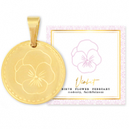 Mix & Match colgantes Acero Inox 15mmFlor de nacimiento Febrero-Violeta Dorado