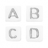 Abalorios letras acrílicas mix Blanco-plateado