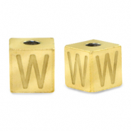 Abalorios Acero Inox letra W Dorado