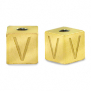 Abalorios Acero Inox letra V Dorado