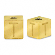 Abalorios Acero Inox letra T Dorado