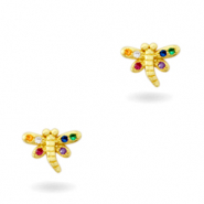 Elementos en lat&oacute;n con zirkonia arco&iacute;ris luci&eacute;rnaga Dorado