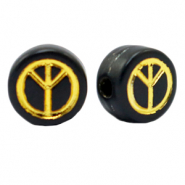 Abalorios letras acrílicas símbolo de la paz Negro-dorado