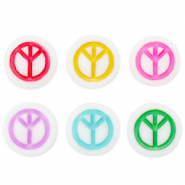 Abalorios letras acrílicas símbolo de la paz Multicolor-blanco