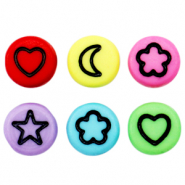 Abalorios letras acrílicas mezcla de iconos Multicolor-negro