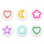 Abalorios letras acrílicas mezcla de iconos Blanco-multicolor