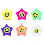 Abalorios de pol&iacute;meros estrella smiley multicolor