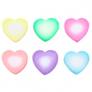 Abalorios de polímeros corazón multicolor-blanco