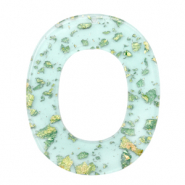 Colgantes de resina ovalado Azul turquesa dorado-transparente