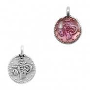 Colgantes metálicos DQ moneda religiosa Plata vieja-rosa transparente (sin níquel)