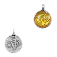 Colgantes metálicos DQ moneda religiosa Plata vieja-amarillo transparente (sin níquel)