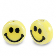 Abalorios de cer&aacute;mica 8mm smiley Amarillo