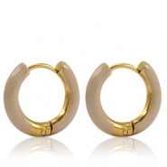 Pendientes Acero Inox criolla esmalte 16mm Beige country-dorado