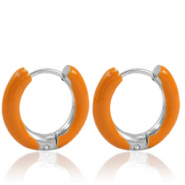 Pendientes Acero Inox criolla esmalte 16mm Naranja-plateado