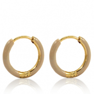 Pendientes Acero Inox criolla esmalte 14mm Nude marrón-dorado
