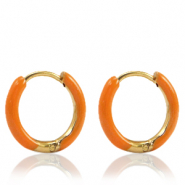Pendientes Acero Inox criolla esmalte 14mm Naranja-dorado