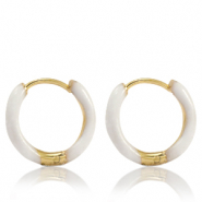 Pendientes Acero Inox criolla esmalte 17mm Blanco-dorado
