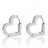 Pendientes Acero Inox coraz&oacute;n Plateado